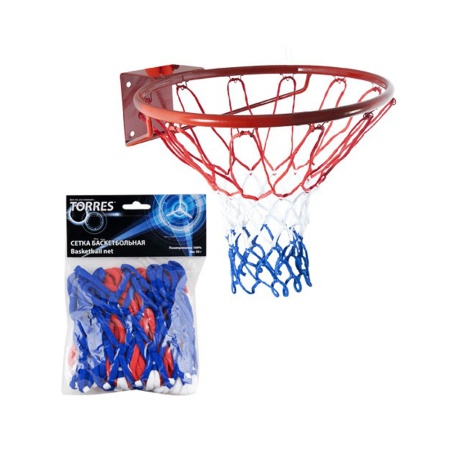 Купить Сетка баскетбольная Torres, нить 4 мм, бело-сине-красная в Морозовске 